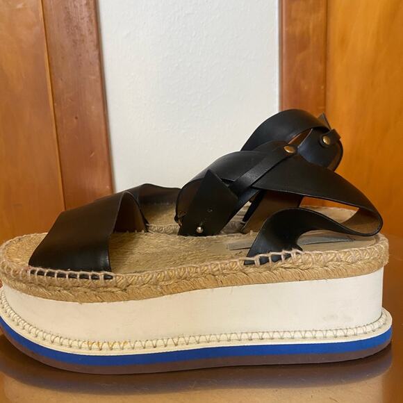 Stella McCartney Black White Tan Blue Espadrilles Ankle Strap  6.5 - Picture 8 of 16